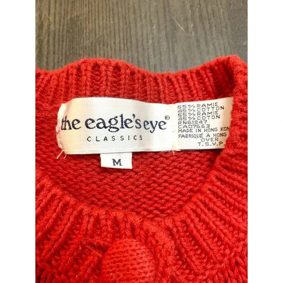 Vintage The Eagle's Eye Sweater Hand Knit Teacher School Cardigan Flowers SZ M - Picture 5 of 9